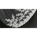 Suzhou-Fabrik-heißer Verkaufs-weiße Spitze Applique-langer Hochzeits-Schleier für Braut